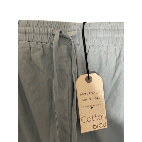 NWT Cotton Bleu 2x Blue Faux Denim Chambray Tapered Flowy Comfy Shorts - Picture 4 of 5